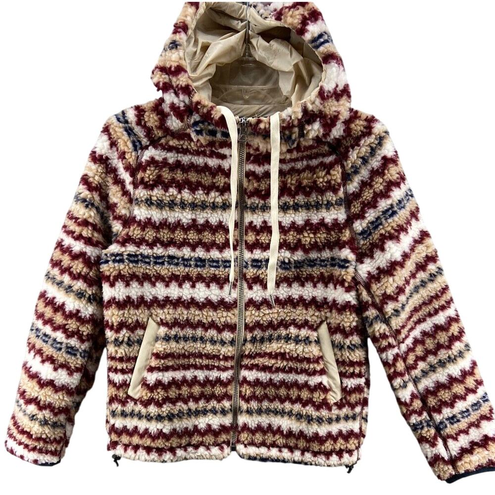 Rag & Bone Jacket Women XXS Joelle High-pile Fleece Puffer‎ In Ivory Multi Color